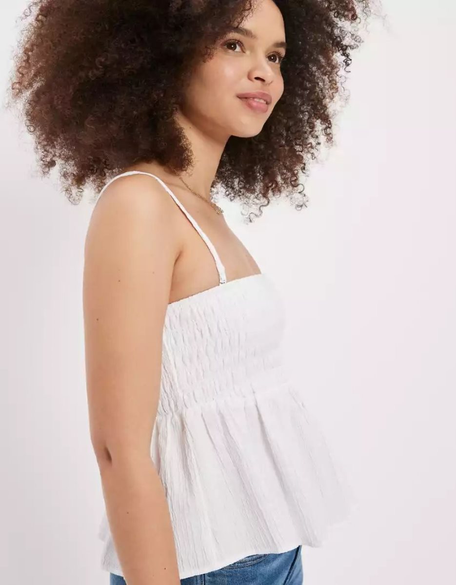 Chemises American Eagle AE Smocked Babydoll Tube Top Blanche Femme | PMH-47633808